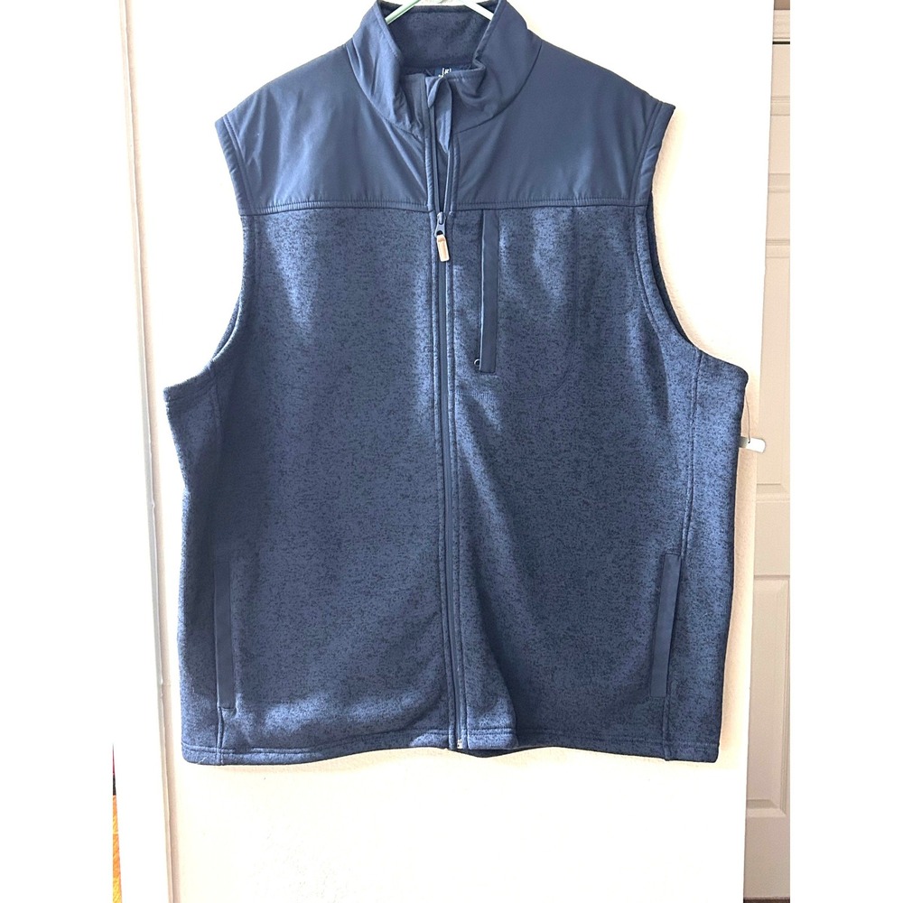 George Mens Blue Full Zip Fleece Vest Size 3XL Heathered Mixed Media GM31Y018HB